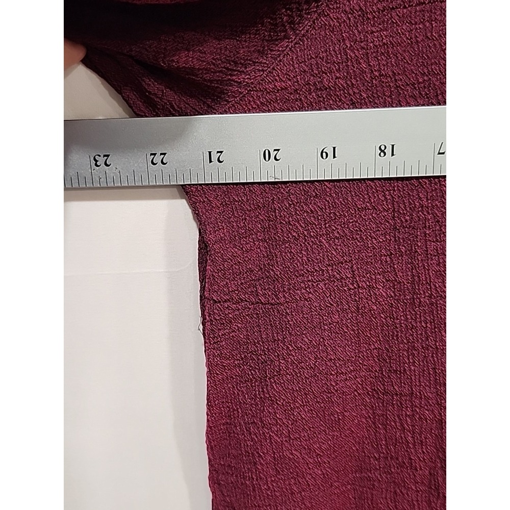 Ali Miles Boho Cowl Neck Tunic Womens L Burgundy, Long Sleeve Crinkled Texture - Picture 9 of 10